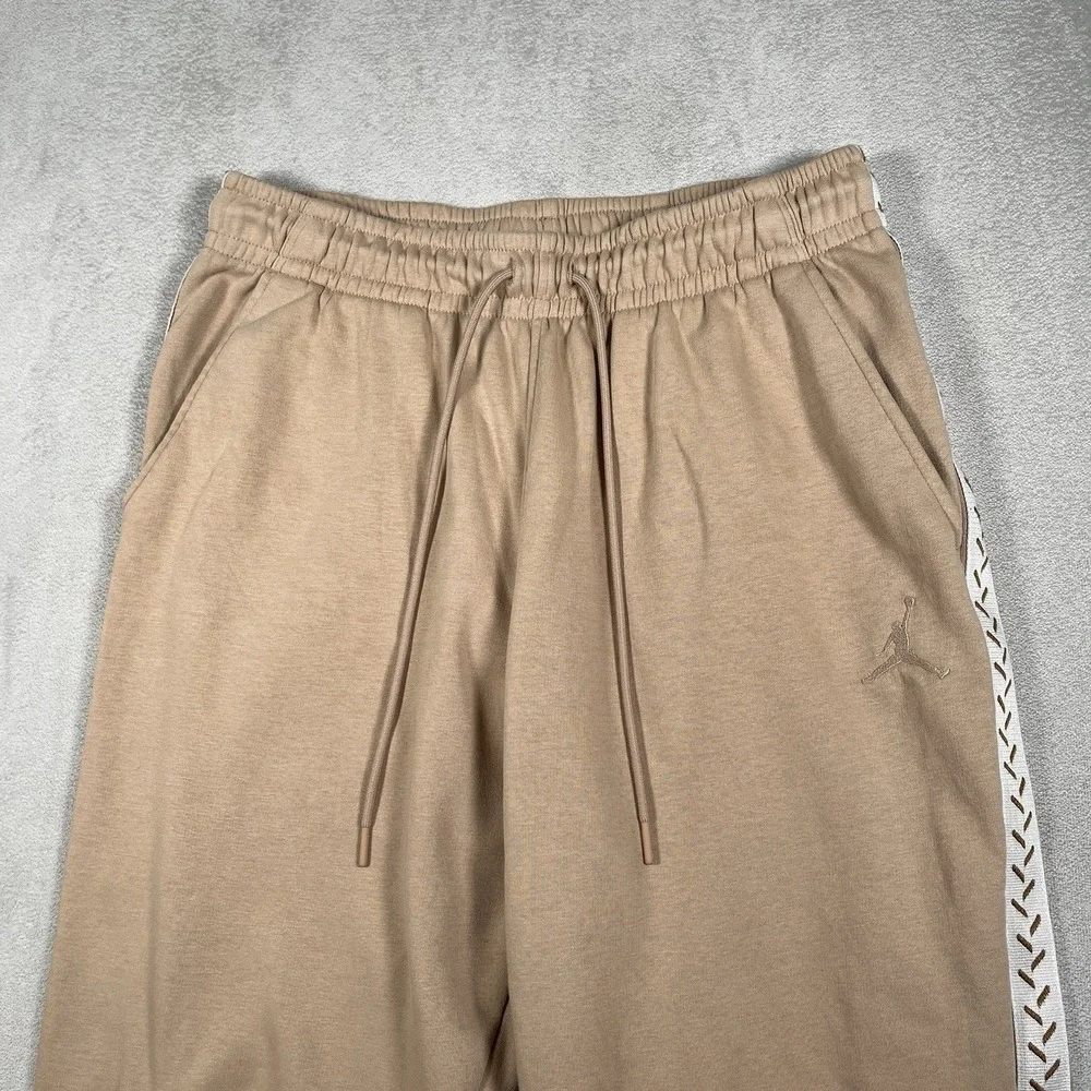 Jordan Flight MVP Fleece Pants Men's M Brown White Stripe Joggers FN6356-244